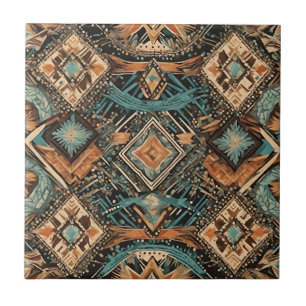 Earth Tones Abstract Geometric Pattern Tile