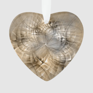Earth Tones Abstract Modern Fractal Art Heart Ornament