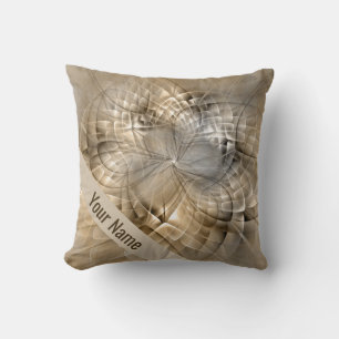 Earth Tones Abstract Modern Fractal Art Name Cushion