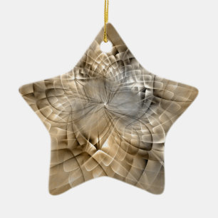 Earth Tones Abstract Modern Fractal Art Star Ceramic Tree Decoration