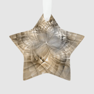 Earth Tones Abstract Modern Fractal Art Star Ornament