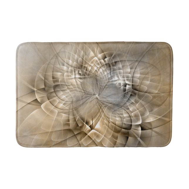 Earth Tones Abstract Modern Fractal Art Texture Bath Mat (Front)