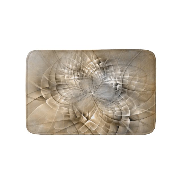 Earth Tones Abstract Modern Fractal Art Texture Bath Mat (Front)