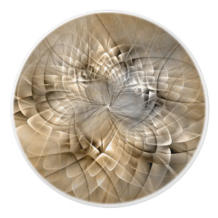 Earth Tones Abstract Modern Fractal Art Texture Ceramic Knob