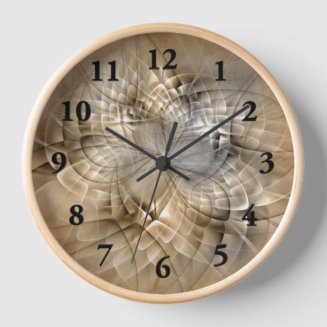 Earth Tones Abstract Modern Fractal Art Texture Clock (Front)