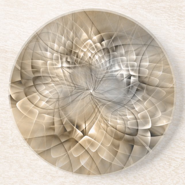 Earth Tones Abstract Modern Fractal Art Texture Coaster (Front)