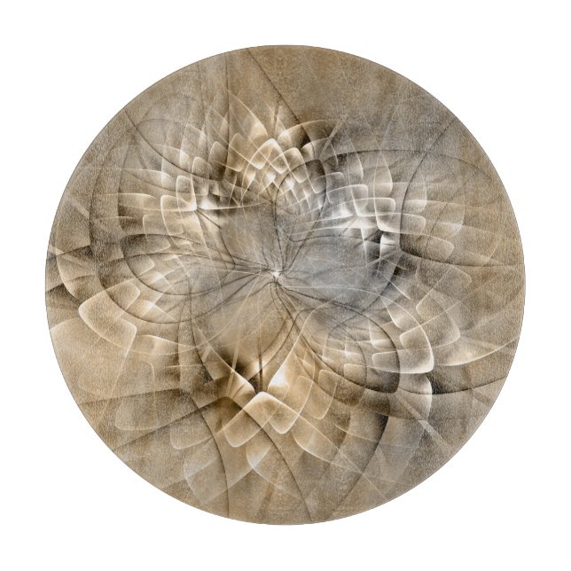 Earth Tones Abstract Modern Fractal Art Texture Cutting Board (Front)