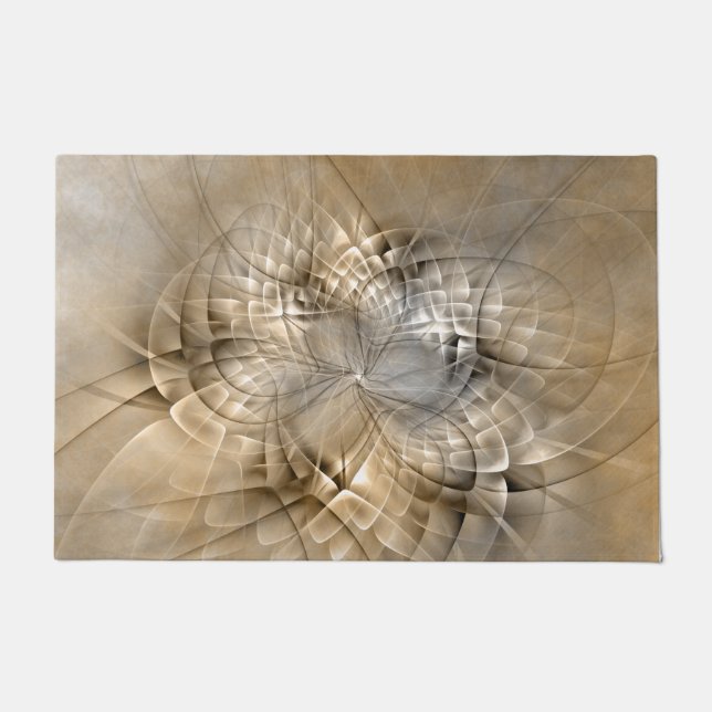 Earth Tones Abstract Modern Fractal Art Texture Doormat (Front)
