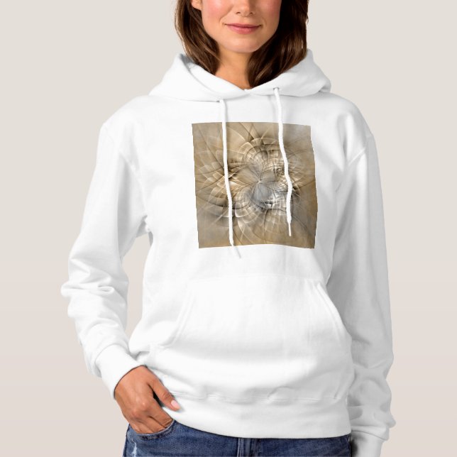 Earth Tones Abstract Modern Fractal Art Texture Hoodie (Front)