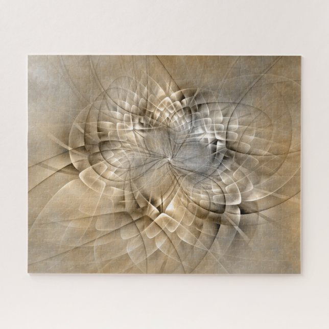 Earth Tones Abstract Modern Fractal Art Texture Jigsaw Puzzle (Horizontal)