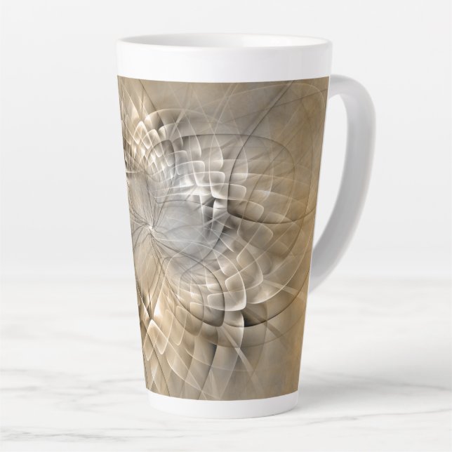 Earth Tones Abstract Modern Fractal Art Texture Latte Mug (Right Angle)
