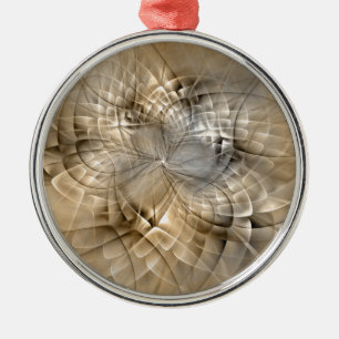 Earth Tones Abstract Modern Fractal Art Texture Metal Tree Decoration