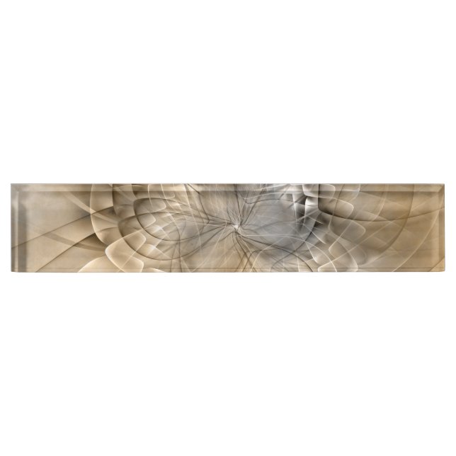 Earth Tones Abstract Modern Fractal Art Texture Nameplate (Front)
