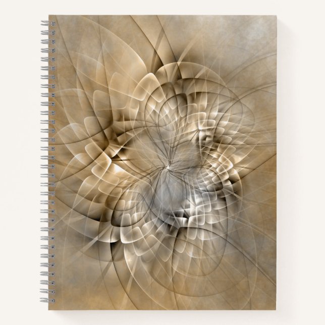Earth Tones Abstract Modern Fractal Art Texture Notebook (Front)