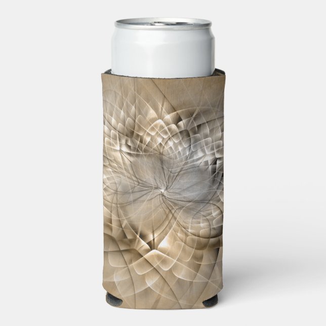 Earth Tones Abstract Modern Fractal Art Texture Seltzer Can Cooler (Seltzer Front)
