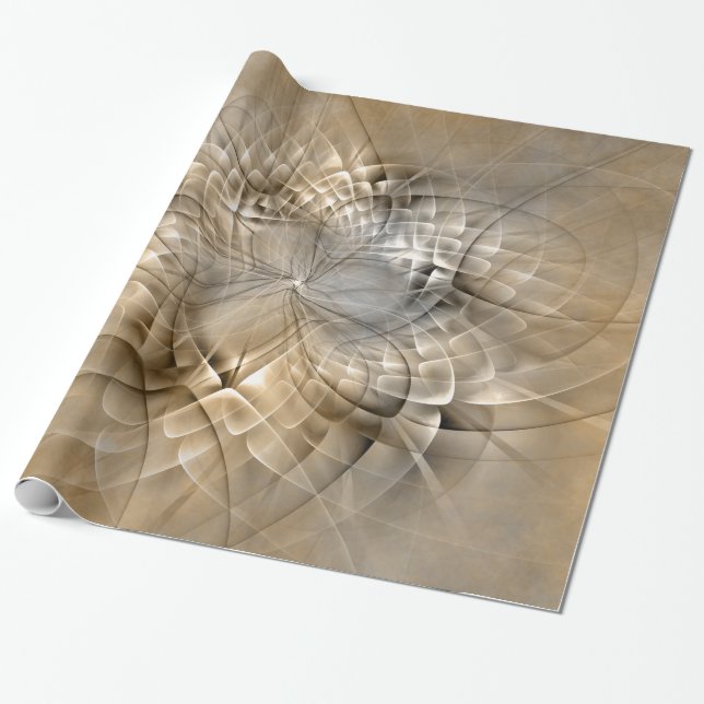 Earth Tones Abstract Modern Fractal Art Texture Wrapping Paper (Unrolled)