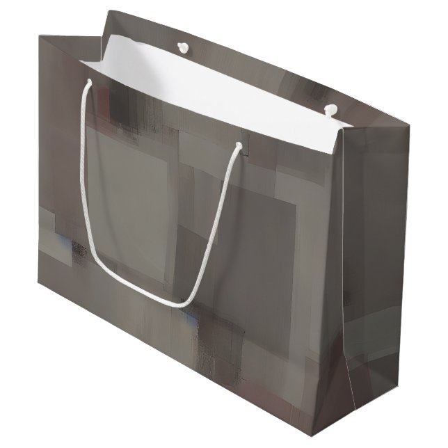 Earth tones abstract squares large gift bag (Front Angled)