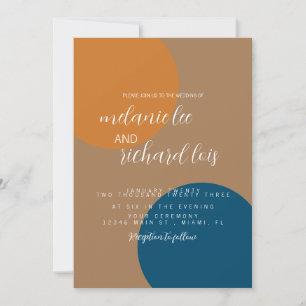Earth Tones and Navy Shapes Wedding  Invitation
