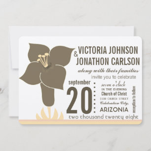 Earth Tones Art Deco Modern Lily Wedding Invitation