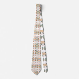Earth Tones Asymmetrical Leaves Line Art Tie
