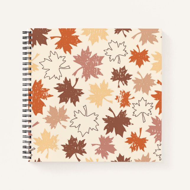 Earth tones autumn maple leaves design notebook (Front)