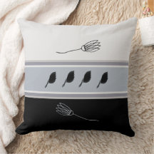 Earth Tones Blue and Ivory Floral Throw Pillow