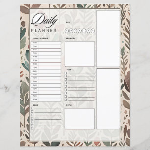 Earth tones botanical daily planner