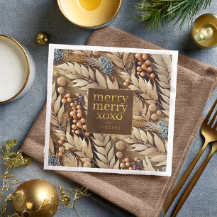 Earth Tones Christmas Merry Pattern#21 ID1009 Napkin
