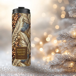 Earth Tones Christmas Merry Pattern#21 ID1009 Thermal Tumbler