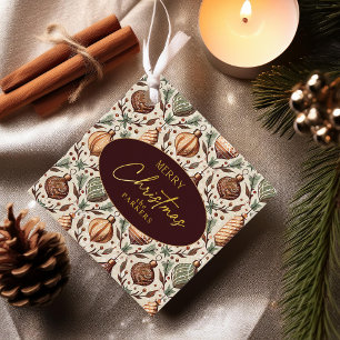 Earth Tones Christmas Pattern#12 ID1009 Favour Tags