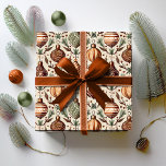 Earth Tones Christmas Pattern#12 ID1009 Wrapping Paper<br><div class="desc">If you are wondering what colour combinations to pick for your Christmas decor and gift wrap supplies this year, I've created collections of coordinating patterns to make life just a bit easier. This elegant gift wrap pattern of Christmas ornaments and foliage is shown here in a warm, earth tones colour...</div>