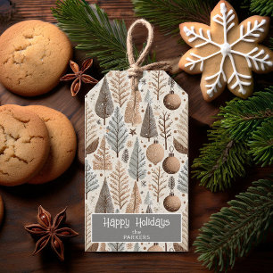 Earth Tones Christmas Pattern#25 ID1009 Gift Tags