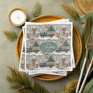 Earth Tones Christmas Pattern#2 ID1009 Napkin