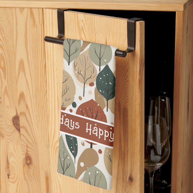 Earth Tones Christmas Pattern#5 ID1009 Tea Towel (Thirds Fold)