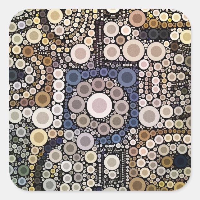 Earth Tones Concentric Circles Mosaic Pattern Square Sticker (Front)
