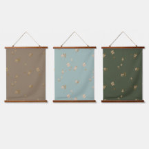 Earth Tones + Cream DitsyWood Topped Wall Tapestry