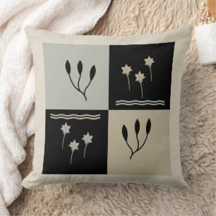 Earth Tones Crocus Flower Geometric Throw Pillow