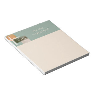 Earth tones cross and fish minimalist art notepad