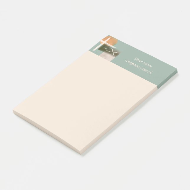 Earth tones cross and fish minimalist art  post-it notes (Angled)