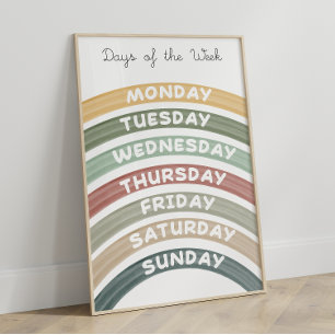 Earth Tones Days of the Week Educational Poster