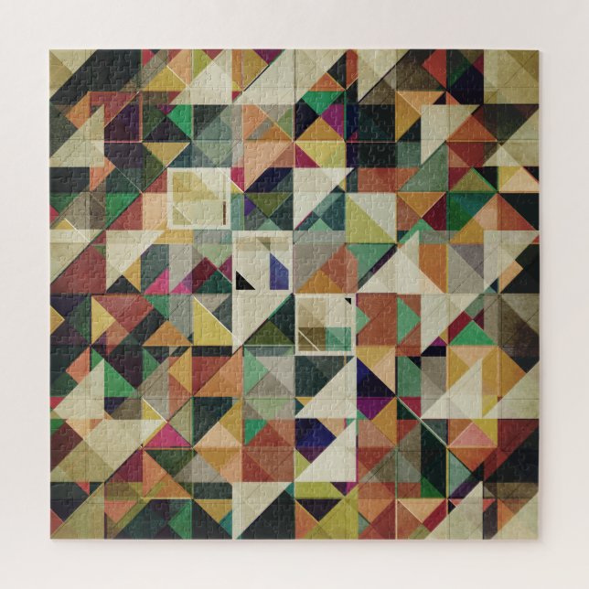 Earth Tones Geometric Pattern Jigsaw Puzzle (Vertical)