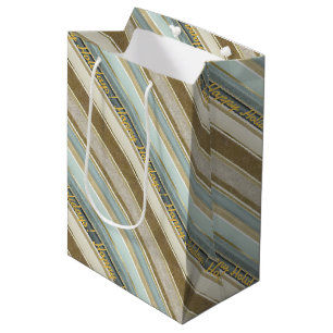 Earth Tones Gold Christmas Pattern#28 ID1009 Medium Gift Bag
