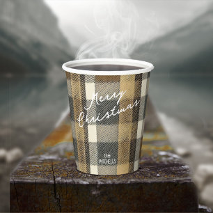 Earth Tones Gold Christmas Pattern#7 ID1009 Paper Cups