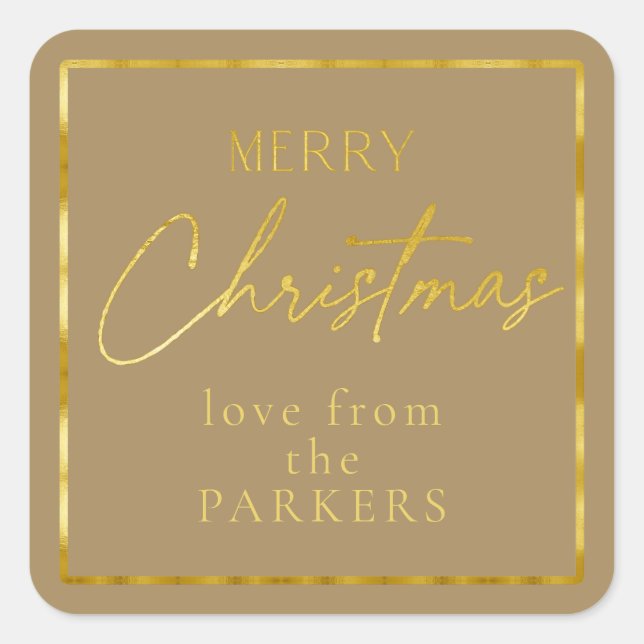 Earth Tones Gold Merry Christmas ID1009 Square Sticker (Front)