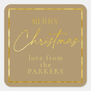 Earth Tones Gold Merry Christmas ID1009 Square Sticker