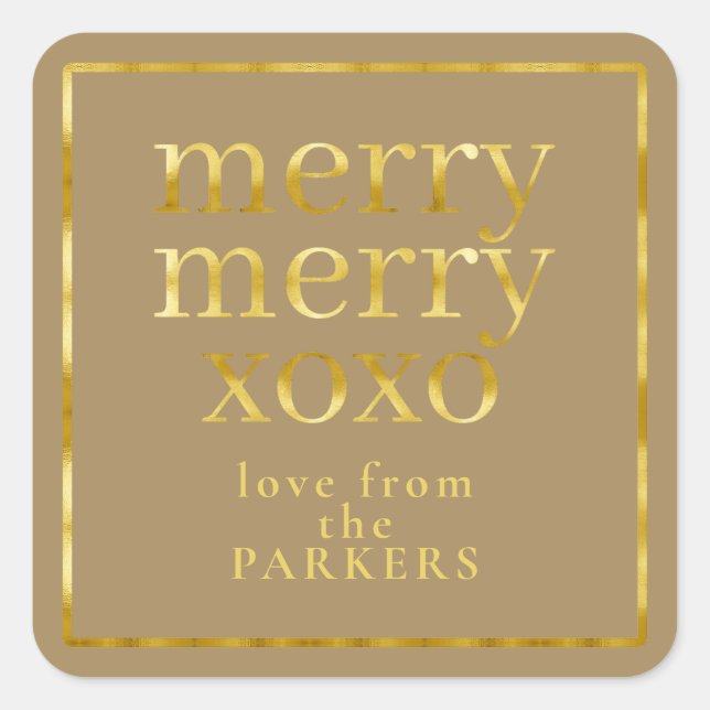 Earth Tones Gold Merry Merry XOXO ID1009 Square Sticker (Front)