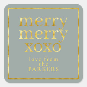 Earth Tones Gold Merry Merry XOXO ID1009 Square Sticker