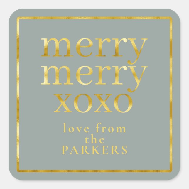 Earth Tones Gold Merry Merry XOXO ID1009 Square Sticker (Front)