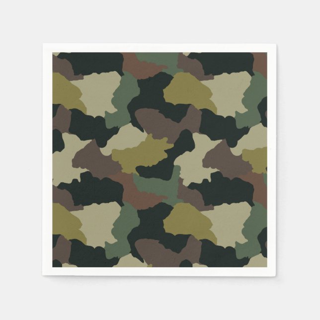 Earth Tones Green Brown Camouflage Napkin (Front)