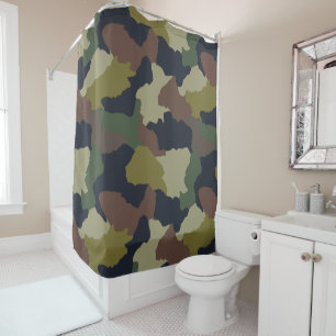 Earth Tones Green Brown Camouflage Shower Curtain